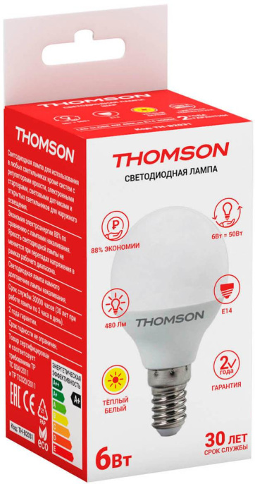 Лампа LED Thomson E14,  шар, 6Вт, TH-B2031