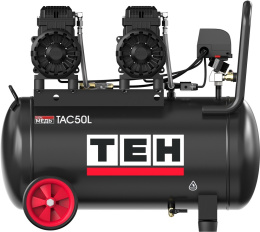 Компрессор TEH TAC50L (воздушный, безмаслянный, ресивер, 50 л, медная обмотка двигателя, два двигателя по 1.5 кВт, 420 л/мин, 8 атм )