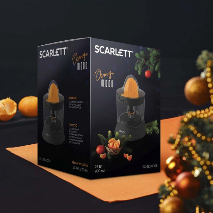 Соковыжималка Scarlett SC-JE50C09, цитрусовая, черный и оранжевый
