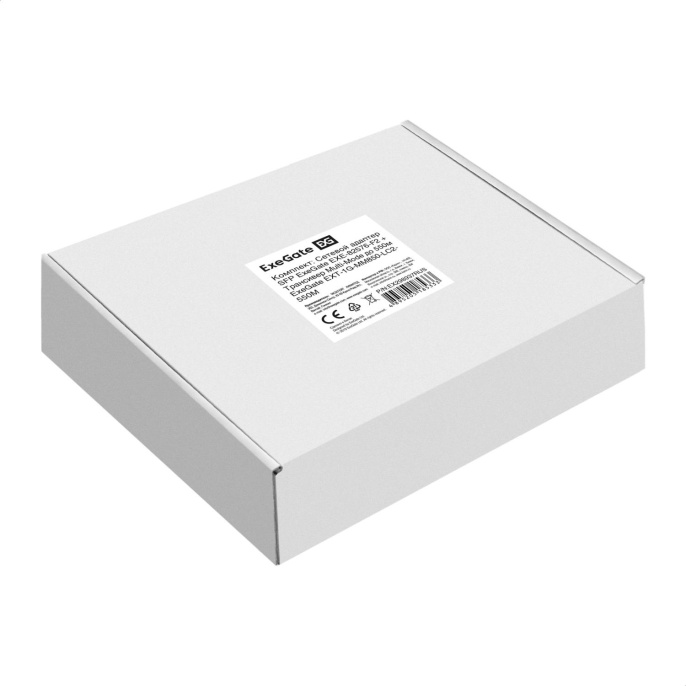 Комплект: Сетевой адаптер SFP ExeGate EXE-82576-F2 + 2xТрансивер Multi-Mode до 550м ExeGate EXT-1G-MM850-LC2-550M (EX296229RUS: PCI-E x1 v2.0, порты 2x SFP (10/100/1000Mb/s), Gigabit Server NIC Intel Chipset 82576-F2 + 2xEX298329RUS: Tx:850/Rx:850 нм, до 