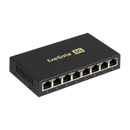 Коммутатор неуправляемый ExeGate EDGS-1008D (8-портовый гигабитный UTP 10/100/1000 Base-T, металлический корпус, с функцией энергосбережения (Green Ethernet Technology), настольный/настенный)) EX298694RUS