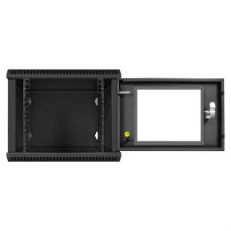 Шкаф телекоммуникационный 10" настенный 6U ExeGate EC-WM-6U.280.G.BLACK (10”, 6U, 350x280x287mm (ШхГхВ), передняя дверь закаленное стекло, пыле- и влагозащита IP23, черный RAL 9004) EX298624RUS