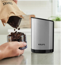 Кофемолка Krups GX204D10 200Вт сист.помол.:ротац.нож вместим.:85гр серебристый/черный 1510002214