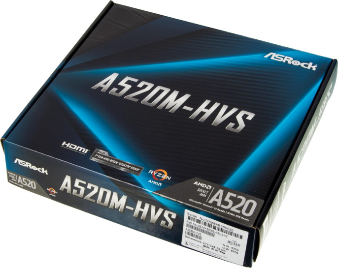 Материнская плата ASRock A520M-HVS, Socket AM4, AMD A520, mATX, Ret