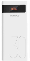 Мобильный аккумулятор Romoss Sense 8P+ 30000mAh QC3.0 18W 3A 2xUSB-A/USB-C белый