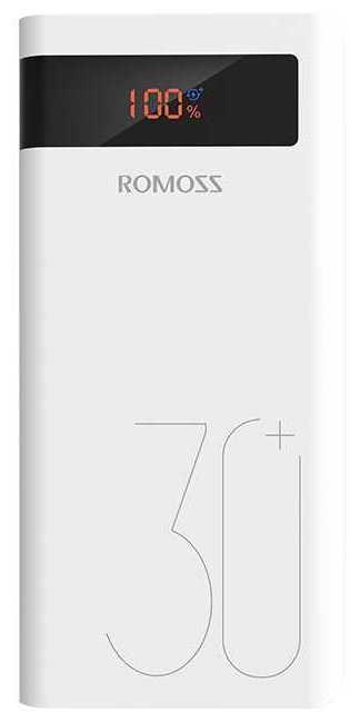 Мобильный аккумулятор Romoss Sense 8P+ 30000mAh QC3.0 18W 3A 2xUSB-A/USB-C белый 6958377507070