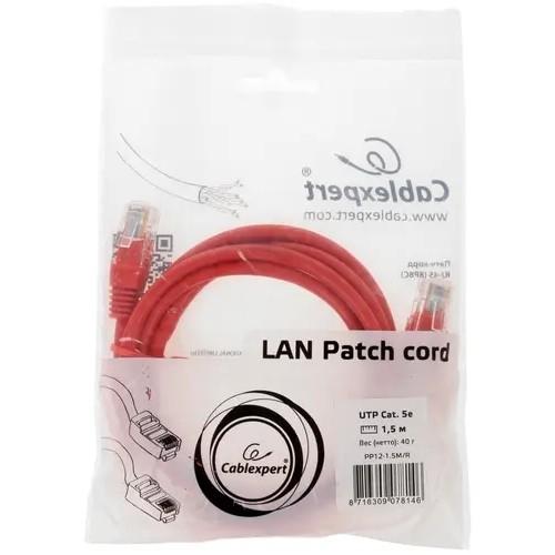 Патч-корд PREMIER PP12-1.5M/R литой molded , UTP, кат.5E, 1.5м, 4 пары, 26AWG, алюминий омедненный, многожильный, красный