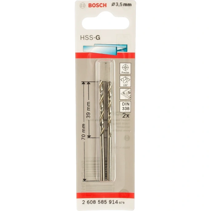 Сверло Standard по металлу 2 шт. (3,5х39/70 мм; HSS-G) Bosch 2608585914