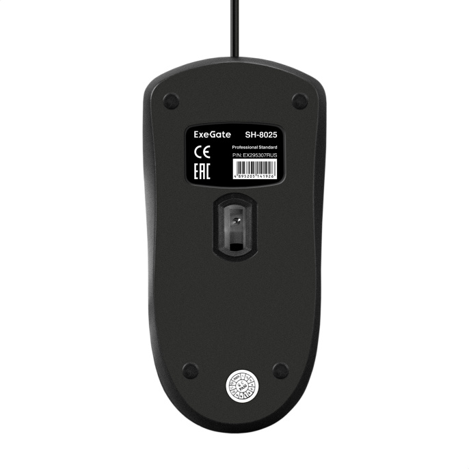 Мышь ExeGate Professional Standard SH-8025-OEM USB, оптическая, 1000dpi, 3D, 3 кнопки и колесо прокрутки, длина кабеля 1,5м, черная, brown box EX295307RUS