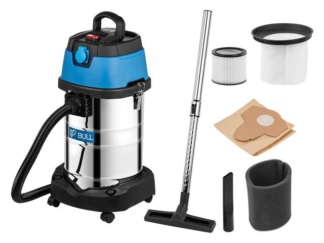 Пылесос BULL AS 3001 + аксессуары 1400 Вт, 30 л, 6м кабель, 3м шланг, HEPA, мануал., выдув 15030129