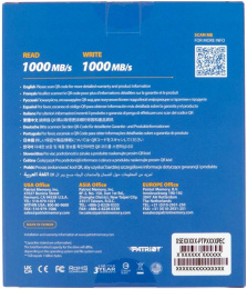 512ГБ Внешний диск SSD Patriot Transporter PTP512GPEC, USB-C, запись - 1000МБ/с, чтение - 1000МБ/с, черный