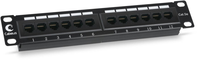 Cabeus PL-12-Cat.5e 10"-Dual IDC Патч-панель 10", установочный размер 236 мм, 12 портов RJ-45, категория 5e, Dual IDC