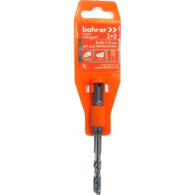 Бур Стандарт (8x50х110 мм; 2 резца + 2 спирали; SDS-Plus) BOHRER 30108110