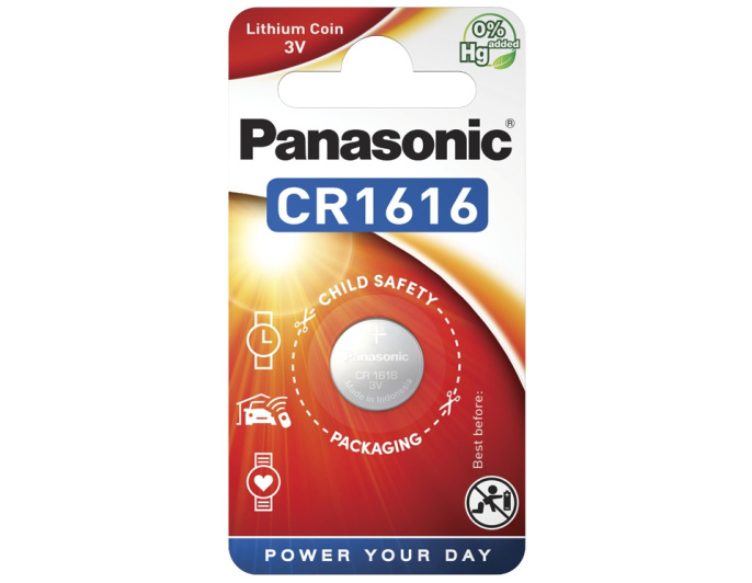 Батарейка Panasonic Lithium CR1616 BL1 CR-1616EL/1B литиевый электролит, напряжение: 3 В, емкость: 55 мА·ч