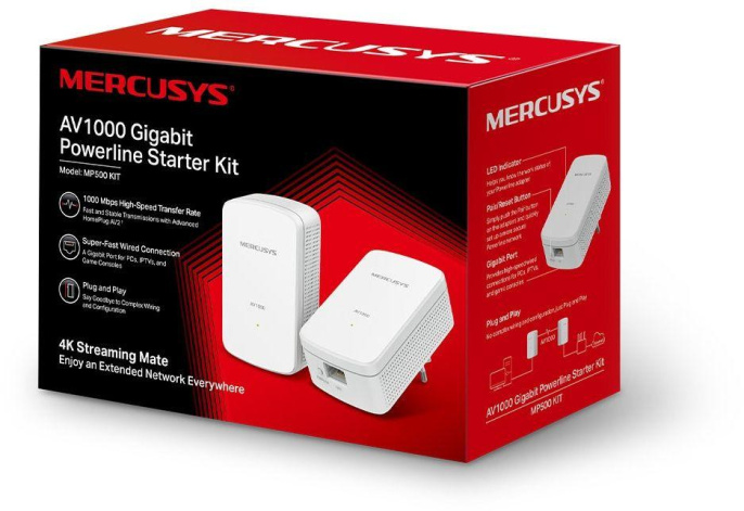 Сетевой адаптер HomePlug AV Mercusys MP500 KIT AV1000 Gigabit Ethernet упак.:2шт