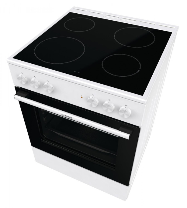 Электрическая плита Gorenje GEC6A11WG, стеклокерамика, без крышки, белый