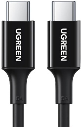 Кабель UGREEN US300-60551, Type C to Type C, 5A, PD 100W Fast Charge, скорость до 480 Мбит/с, не может передавать аудио и видео сигнал, силиконовый круглый, 1m, White