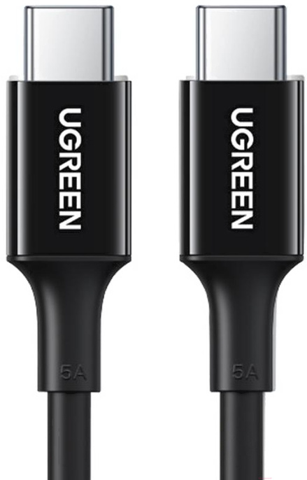 Кабель UGREEN US300-60551, Type C to Type C, 5A, PD 100W Fast Charge, скорость до 480 Мбит/с, не может передавать аудио и видео сигнал, силиконовый круглый, 1m, White