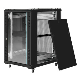 Шкаф телекоммуникационный 19" напольный 18U ExeGate EC-FS-18U.600.800.G.BLACK 19”, 18U, 600x800x987mm ШхГхВ , передняя дверь закаленное стекло, задняя перфорированная дверь, EX300402RUS