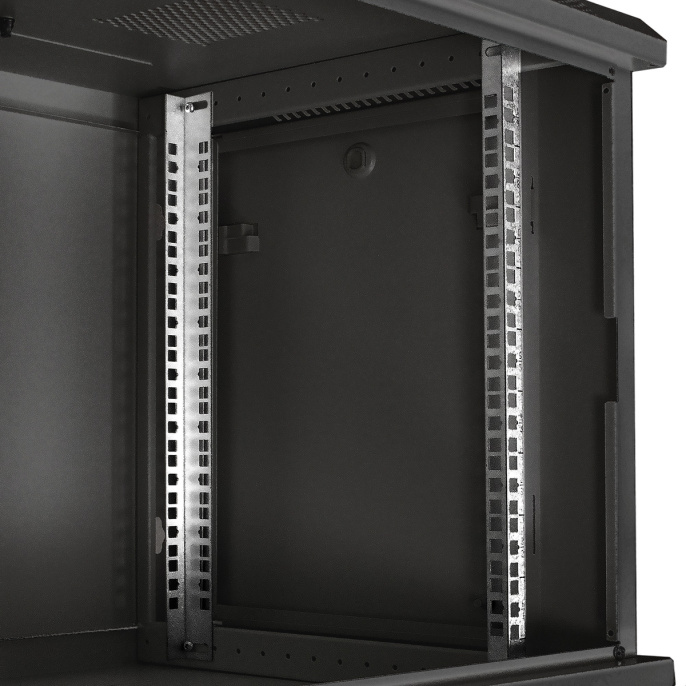 Шкаф телекоммуникационный 19" настенный 9U ExeGate EC-WM-9U.450.M.BLACK (19”, 9U, 600x450x500mm (ШхГхВ), передняя дверь металл, съемные боковые панели, пыле- и влагозащита IP23, черный RAL 9004) EX298619RUS