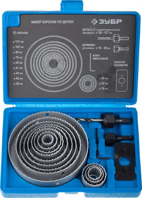 Набор коронок ЗУБР 29554-H15_z01,  по дереву,  шестигранный,  15шт