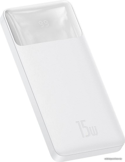 Портативное зарядное устройство Baseus PPBD050002 Bipow Digital Display Power Bank 10000mAh 15W White модель PPBD10 Overseas Edition, в комплекте кабель USB-Micro USB, 25 см