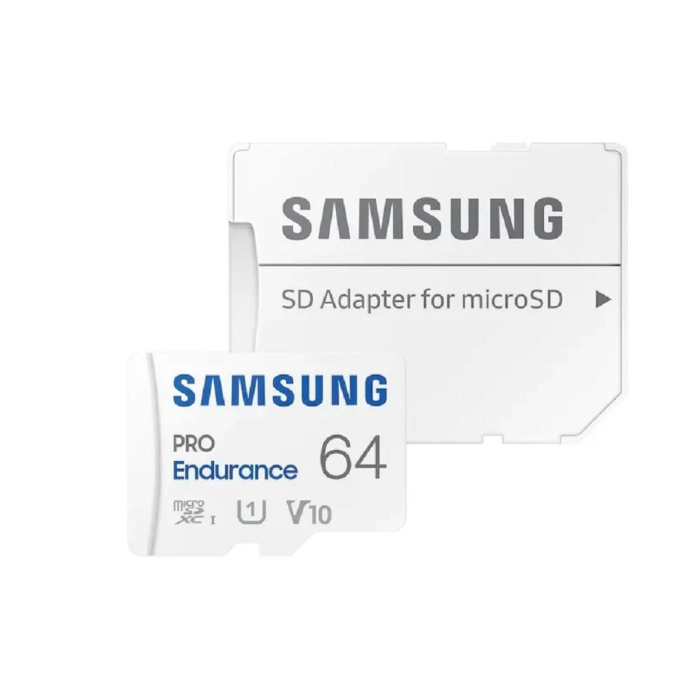 Micro SecureDigital 64GB Samsung Class 10 Pro Endurance UHS-I R/W 100/30 MB/s + SD адаптер для видеорегистратора MB-MJ64KA/APC