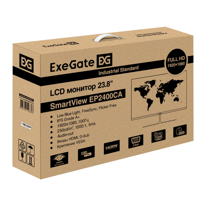 Монитор с внутренним БП и аудио выходом 23.8" 100 Гц ExeGate SmartView EP2400CA EX300350RUS