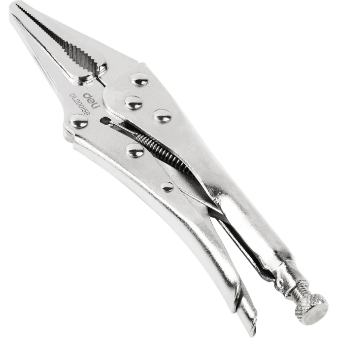 Зажимные клещи DELI удлиненные с фиксатором DL20015B 220мм 70мм раскрытие, прямые губки 98276