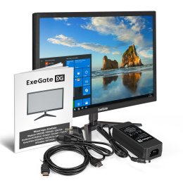 Монитор 23.8" ExeGate EB2400 (TN LED Grade A+, FHD, 1920x1080@60Гц, 16:9, 200cd/m2, 1000:1, 170°/160°, 5ms, D-Sub, HDMI, Flicker-free, кабель HDMI 1.5м, VESA, регулировка наклона (tilt), черный) EX294424RUS