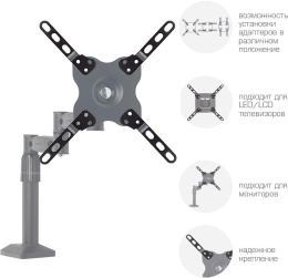 Kromax ADAPTER-200 black, Кр. стал. наст. для TV 15"-42", max 20 кг, max VESA 200x200 мм. 90373