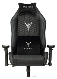 Кресло игровое Knight Neon черный соты экокожа с подголов. крестов. металл (KNIGHT NEON CARBON)
