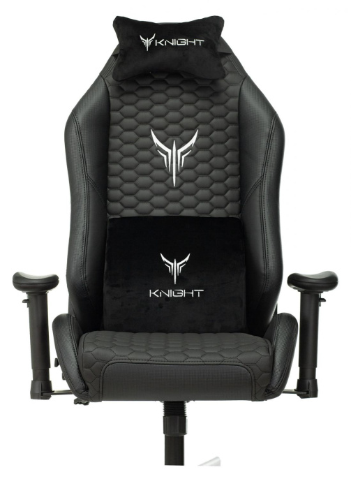 Кресло игровое Knight Neon черный соты экокожа с подголов. крестов. металл (KNIGHT NEON CARBON)