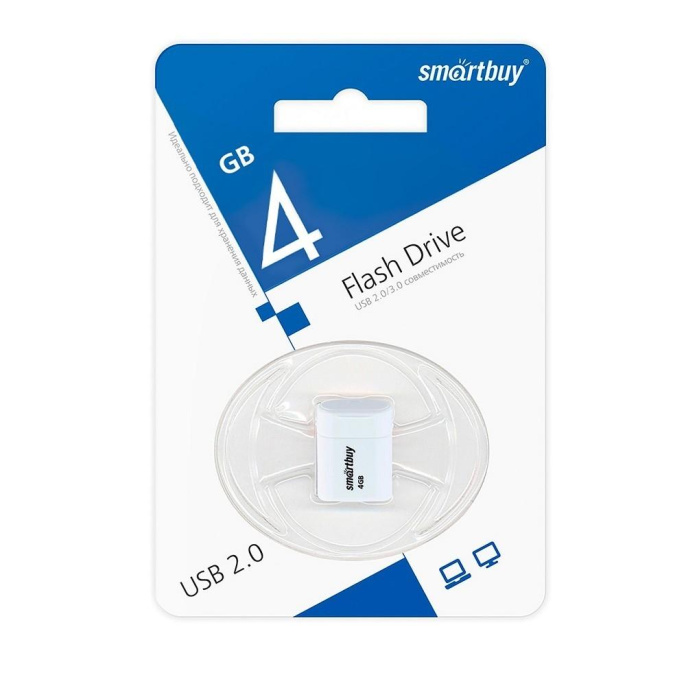 Smartbuy USB Drive 4GB LARA White SB4GBLara-W