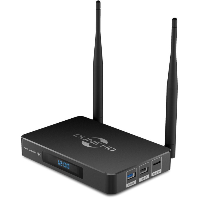 Медиаплеер/ Mediaplayer Dune HD Pro Vision 4K: UltraHD/60 Hz/HDR/HDR10+/Dolby Vision, CPU Amlogic S905X4-J, RAM 4 Gb, Flash 64 Gb, 1xUSB3.0, 1xUSB2.0, microSD, LAN 1000Mb/s, WiFi 802.11ac, BT 5.0, HDMI 2.1, S/PDIF, BT+Voice Remote Control, Android 11 Dun