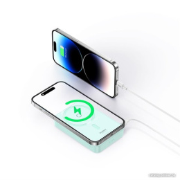 Портативное зарядное устройство Baseus P10064101333-00 MagPro Magnetic Bracket Wireless Fast-Charging 5000mAh 20W Peppermint Blue; с кабелем Type-C to Type-C 30cm White