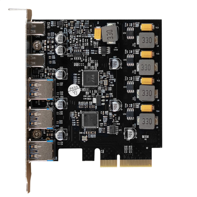 Контроллер ExeGate EXE-313-3A2C EX298301RUS PCI-E x4 v3.0, USB3.2 Gen2 3xType-A + 2xType-C ext., SuperSpeed+ скорость до 10 Гбит/с, разъем доп.питания, ASMedia Chipset ASM3142