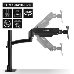Кронштейн для монитора 13"-34" настольный ExeGate EDM1-3410-02G EX300163RUS (газовая пружина, VESA 75x75, 100x100, макс.нагрузка 10 кг, наклон -90°/+90°, поворот -90°/+90°, вращение 360°, 2 способа крепления: сквозное и струбцина, цвет черный)