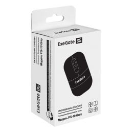 Беспроводная мышь ExeGate Professional Standard FG-10 Grey радиоканал 2,4 ГГц, USB, оптическая, 1200dpi, 4D, 4 кнопки и колесо прокрутки, черная, серая вставка, RTL EX298895RUS