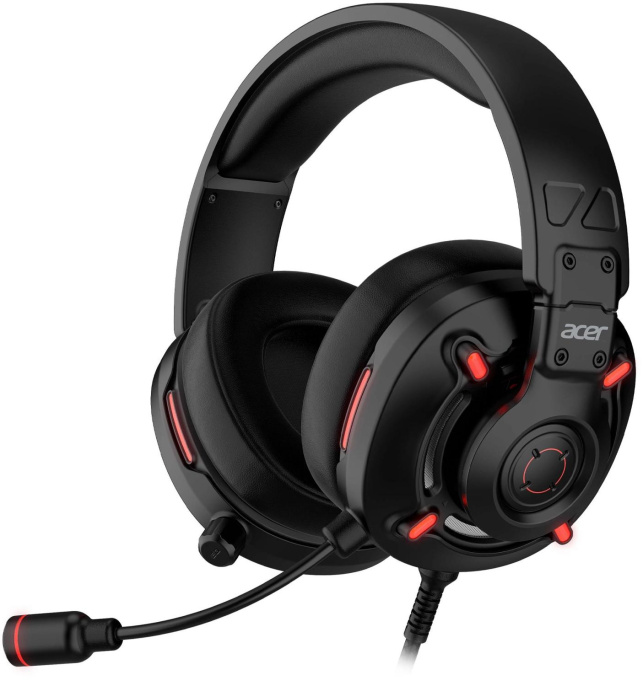Гарнитура игровая Acer Nitro OHW306, для компьютера, мониторные, проводные, черный / красный [zl.hdsee.00e]