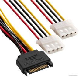 Кабель питания SATA ExeGate EX-CC-SATAM2MF (15pin M/2xMolex F) EX294795RUS