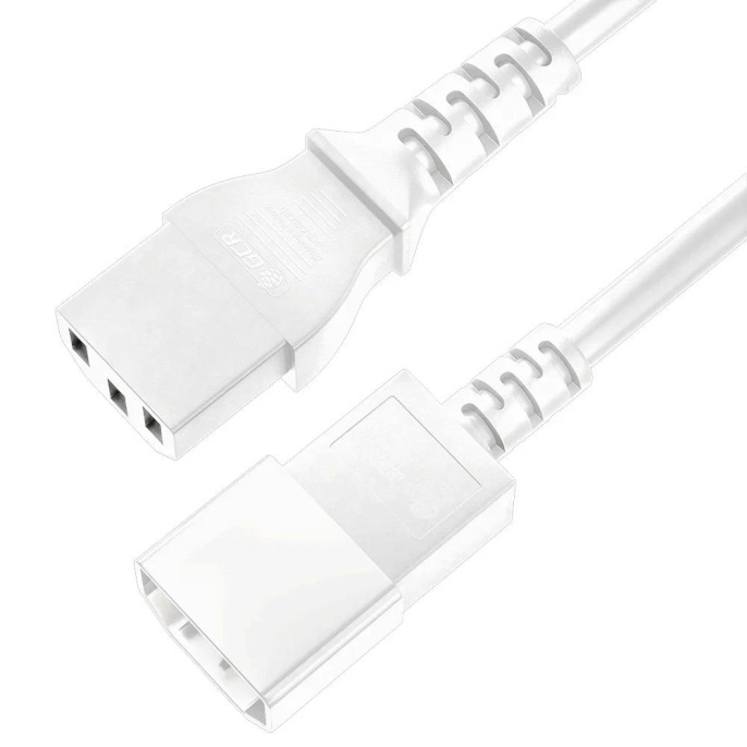 GCR Кабель питания удлинитель 0.5m, С13 - С14, белый, 3*0,75mm GCR-54343