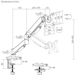 Кронштейн для мониторов Cactus CS-VM-MG-80-BK черный/белый 17"-32" макс.9кг настольный поворот и наклон