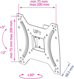 Кронштейн для телевизора Kromax OPTIMA-202, 15-42", настенный, наклон,  черный [28006]