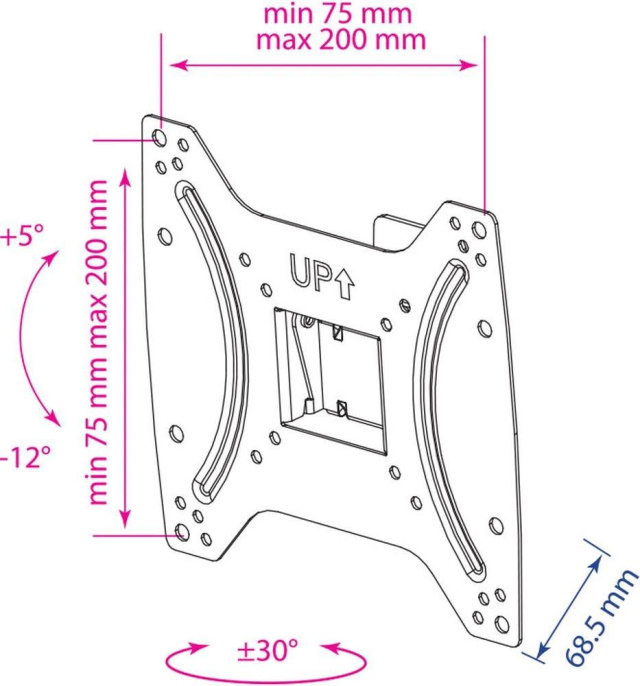 Кронштейн для телевизора Kromax OPTIMA-202, 15-42", настенный, наклон,  черный [28006]