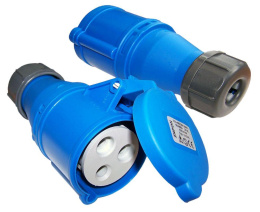 Розетка Lanmaster LAN-IEC-309-32A1P/F однофазная разборная 32A 250V синий