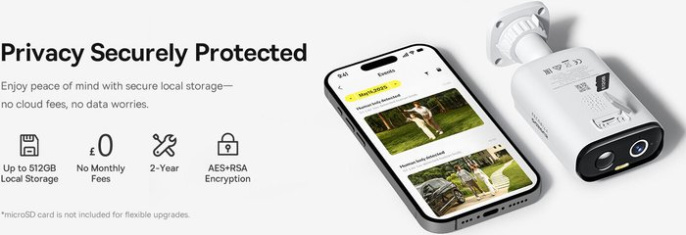 Видеокамера Baseus S0003300 Security S1 Lite 2K White S00033 разрешение видео: 2K 2304p , угол обзора: 135°, ночное видение: 6 м, питание: аккумулятор 5200 мАч, кодирование