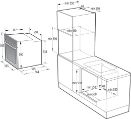Встраиваемые электрические духовки GORENJE/ Духовой шкаф, 77л, 60 см, ExtraSteam: приготовление с паром, Очистка паром AquaClean, черный BOSX6737E03B