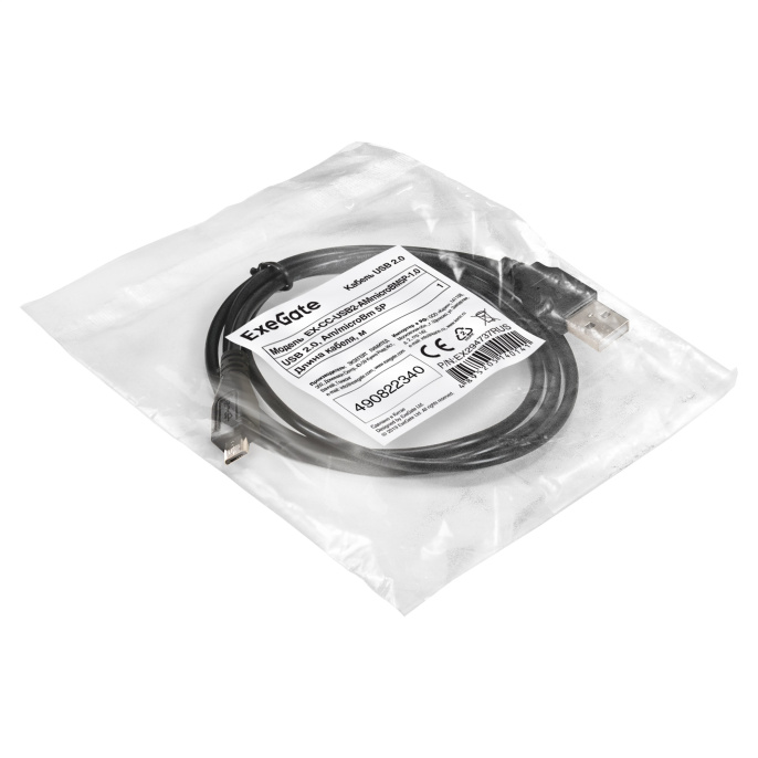Кабель USB 2.0 ExeGate EX-CC-USB2-AMmicroBM5P-1.0 (Am/microBm 5P, 1м) EX294737RUS