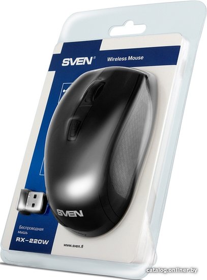 Беспроводная мышь Sven RX-220W чёрная 3+1кл. 800-1600DPI, блист SV-016227